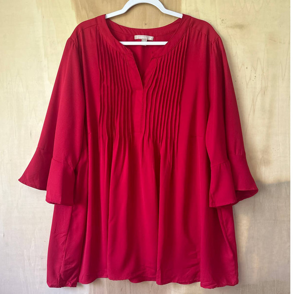 Woman Within Tops Woman Within Top 2x Fluttered Sleeves Pleated